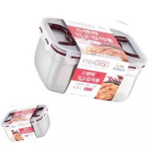 뮤 밀폐용기 손잡이 냉장고용통 사각 2호 레스 1P 찬통 6.0L 대용량스텐김치통 대형