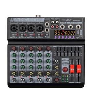 [미국배송] BOMGE 06A 프로페셔널 6채널 DJ 오디오 믹서 99 DSP 효과가 있는 컨트롤러 사운드 스튜디오 무대 파티 홈 레코딩을 위한 7밴드 EQ 독립 48V 블루투스 USB 인터페이스 레코딩