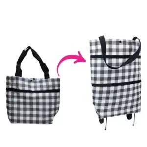 바퀴달린 시장바구니 접이식 장바구니 회색체크 (WFJPVJU)