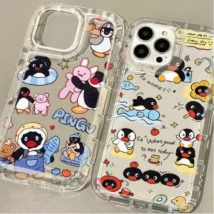 귀여운 펭귄 Pingu 전화 케이스 삼성 호환 갤럭시 S25 S24 S23 S22 S21 S20 S10 Note20 Note10 FE 울트라