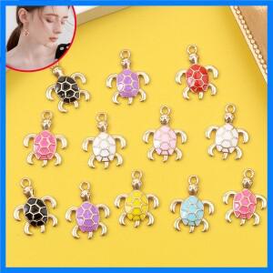 3/6/9pcs 멀티 컬러 거북이 모양의 펜던트 에나멜 공예 펜던트 DIY 팔찌 목걸이 여름 장식 액세서리에 사용