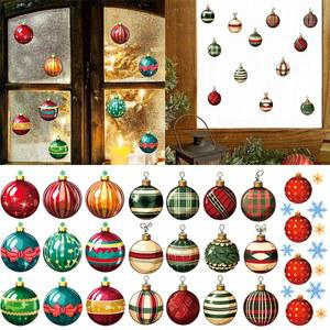 크리스마스 컬러 공 벽 스티커 눈송이 갈 랜드 상점 창문 신년 홈 벽화 장식 파티 데칼 벽지