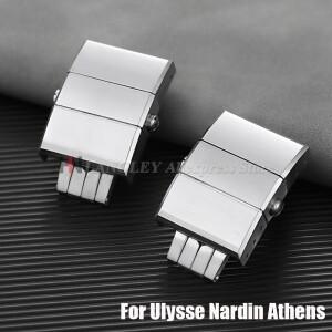 [호환품]20mm 울리세 나르딘 아테네 시계 스트랩 접이식 버클 스테인리스 스틸 버터플라이 클라스프 고무