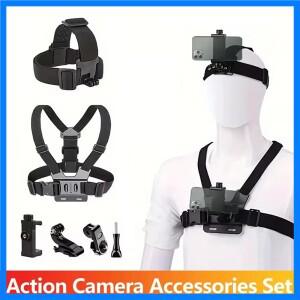 6개/세트 액션 카메라 액세서리 세트 카메라 키트 헤드 스트랩 체스트 스트랩 마운트 폰 홀더 (고프로 인스