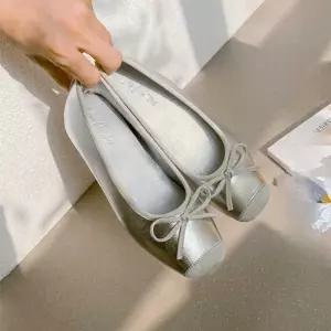 리본 키높이 플랫슈즈 좋은 가죽 단화로퍼 신발 배색 구두