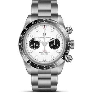 [미국배송] 파가니 디자인 1718 남성용 시계 크로노그래프 VK64 쿼츠 무브먼트 세라믹 베젤 스테인리스 스틸 스트랩 100M 방수 발광 럭셔리 비즈니스 시계.