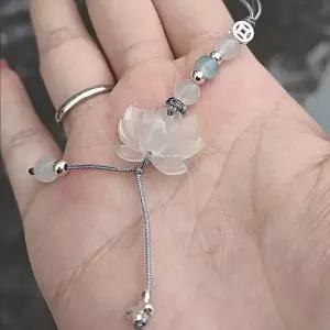 나비 신선한 스타일 휴대 매는 밧줄 키 체인과 수제 유리 연꽃 펜던트 매력