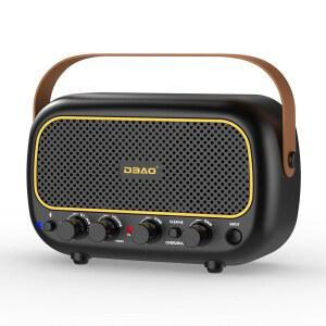 [미국배송] 일렉트릭 기타용 미니 기타 앰프 5W 2개 스피커 충전식 휴대용 소형 앰프 깔끔한 오버드라이브 효과 및 블루투스 기능 제공