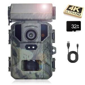 야외 4K HD 50MP 태양광  투시 사냥 게임 카메라 0.3초 트리거 시간 IP66 방수 트레일 트랩 캠