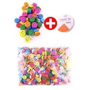 테두리우드파츠 작은사이즈 컬러풀한 키링나무비즈 예쁜 중 스마일원형 (WFJ6FQE)