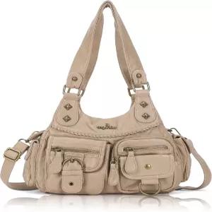 엔젤 키스 호보 가방 여성용 숄더백 어깨 지갑 및 핸드백 가죽 크로스바디백