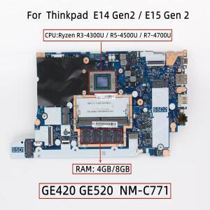 GE420 NM-C771 레노버 씽크패드 E14 2세대 E15 노트북 메인보드 R3-4300U CPU RAM:4GB/8GB