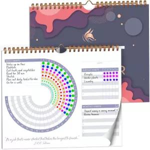 영리한 폭스 습관 캘린더 서클 u2013 24개월 영감을 주는 일상 추적기 루틴 골 플래너 저널 (다크 블루