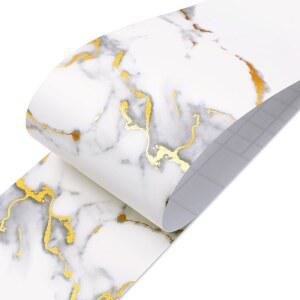 LACHEERY 골드 화이트 마블 벽지 테두리 스티커 두꺼운 벽 장식 롤 3