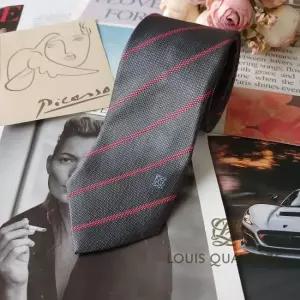 LOUIS QUATORZE 루이까또즈 실크 다크그레이 스트라이프 넥타이 7.3cm A+등급 A19385