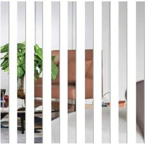 10개의 거울 벽 스티커 아트 타일 데칼 DIY 셀프 접착 벽선 테두리 탈착식 아크릴 시트 및 홈 데코용 벽화 (5 * 20cm)