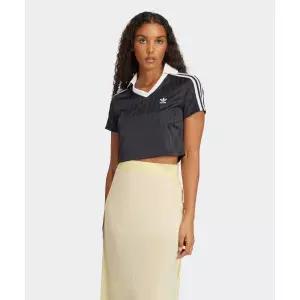 아디다스 풋볼 자카드 브이넥 크롭 폴로 셔츠 - 블랙 JD2606 411189