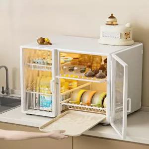 뚜껑 식기건조대 2단 도어 있는 물빠짐 그릇정리대