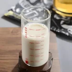 로하티눈금패턴 350ml 내열 유리컵 주스잔 레드 카페