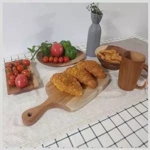 손잡이 스퀘어형 티크 원목 도마(B타입)