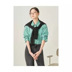 [국내매장정품] 빈폴 BEANPOLE LADIES 멀티 스트라이프 오버핏 셔츠 그린 (BF5864C13M) BF5864C13M 175666