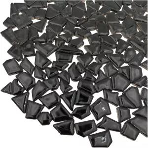 공예용 세라믹 모자이크 타일 200g 홈 데코용 불규칙 스테인드 0.2 x0.8 도자기 (블랙)