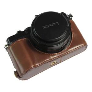 삼각대 가방 PU 가죽 하프 바디 케이스 커버, 파나소닉 LUMIX DC-LX100M2 M2 II MarkII, 배터리 개방