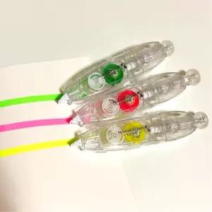 테이프형 형광펜 3컬러 수정 책 밑줄 다이어리 형광 학교 문구점 그린 핑크