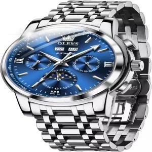 OLEVS 남성 자동 시계 스켈레톤 기계식 셀프 와인딩 럭셔리 패션 원피스 손목 야광 방수