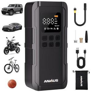 [미국배송] 타이어 인플레이터 휴대용 공기 압축기 디지털 압력 게이지를 갖춘 자동차 150PSI 인플레이션용 고속 펌프 자동차 자전거 오토바이 볼용 LED 스크린 파워 뱅크 사전 설정