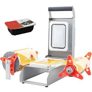 상업용 스테인리스 야채 트레이 씰러 - 수동 반자동 식품 포장 기계, 350-450 트레이/시간, 테이크아웃용 내구성 용기, 20x14cm