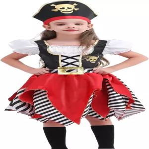 위즈랜드 걸스 해적 코스튬 할로윈 역할극 의상 들 스트라이프 안감 레이어드 원피스