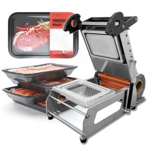 상업용 스테인리스 야채 트레이 히트 실러 - 반자동 테이크아웃 스테이크 델리 포장 기계 수동 식품 용기 실러, 260mm