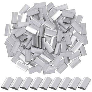 5/8인치 스트랩 너비 포장용 러스타크 100개 밀폐 씰 모음 키트 밴딩 금속 클립 스냅 온 스트래핑 클램프로 무거운 포장 플라스틱 폴리 스트래핑을 고정합니다