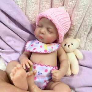 몽테조이 미니 13 인치 전신 실리콘 다시 태어난 아기 인형 루나  소녀 빨 수 장난감 아트 Collectible 크