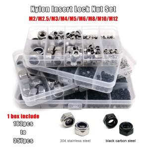M2부터 M12까지 혼합 세트 키트 박스 DIN985 육각 나일론 인서트 잠금 너트 셀프 나일록 304 스테인리스 스