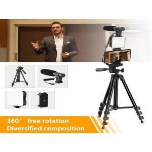 휴대폰 Vlog 삼각대 블로깅 키트 리모컨 마이크 LED 조명 라이브 셀카 필 라이트 통합
