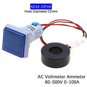 AC 50-500V 0-100A 사각형 LED 디지털 전압계 전류계 110V 220V 측정기 자동차 볼트 앰프 테스터 감지기