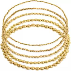 BXDA 골드 볼 비즈 여성 발찌 스택 세트 5Pcs 보호 스태커블 방수 레이어드 앙키 브레이슬릿 여름 해변