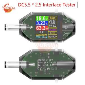 DC5.5 x 2.5 인터페이스 테스터 DC 4.5-50V 0-12A 고정밀 전압 전류 디지털 볼트미터 암페어미터 전력계