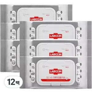 랩신 V3 대용량 휴대용 다목적 알코올 티슈 캡형 45g 50개입 12개