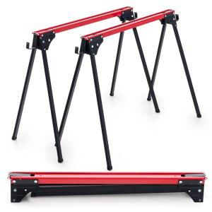 아이언맥스는 말 2팩 접이식, 휴대용 소쉬 작업 테이블 2개 세트, 퀵 오픈 레그 및 2x4 서포트 암, 2200파운드 적재 용량의 튼튼한 목공용 트윈 팩을 제작했습니다