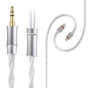 [미국배송] 페즐로 IEM 이어폰 업그레이드 케이블 8N 은도금 헤드폰 코드 오디오 애호가용 1.3M 이어 모니터 와이어 3.5MM 플러그(0.78MM 2핀 4.2피트)