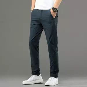 남성용 배기핏 바지 봄여름 캐주얼 주름 방지 사방 스판 소프트팬츠 아이스 긴 KEY KS5