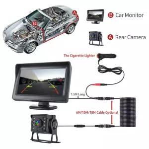 후방카메라배선 주차 후방 CCD 2-in-1 HD 카메라 43인치 스크린 모니터 차량용 버스 트럭 RV 트레일러용