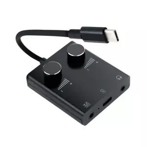 C타입 to AUX 볼륨조절 젠더 3.5mm 3극 스테레오 이어폰 사운드 카드 연결 노트북 PC 스마트폰