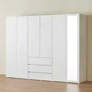 [아씨방가구]마일 터치 싱글+전신거울+서랍 옷장 세트 2400