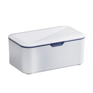 커버가 있는 OopsMi 페이스 마스크 디스펜서 박스. 개인용 마스크용 고해상도 보관함(파란색)