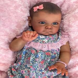 몽테조이 완성 된 인형 60CM Bebe Reborn Doll 유아 소녀 Maggi In Dark Brown Skin Painted Hair 실물 같