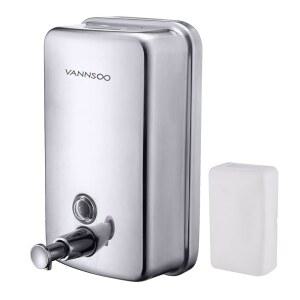 반NSU 상업용 비누 디스펜서 벽걸이 스테인리스 스틸 수동 액체 펌프, 욕실용 녹슬지 않는 누수 방지(37 fl.oz./1100ml)